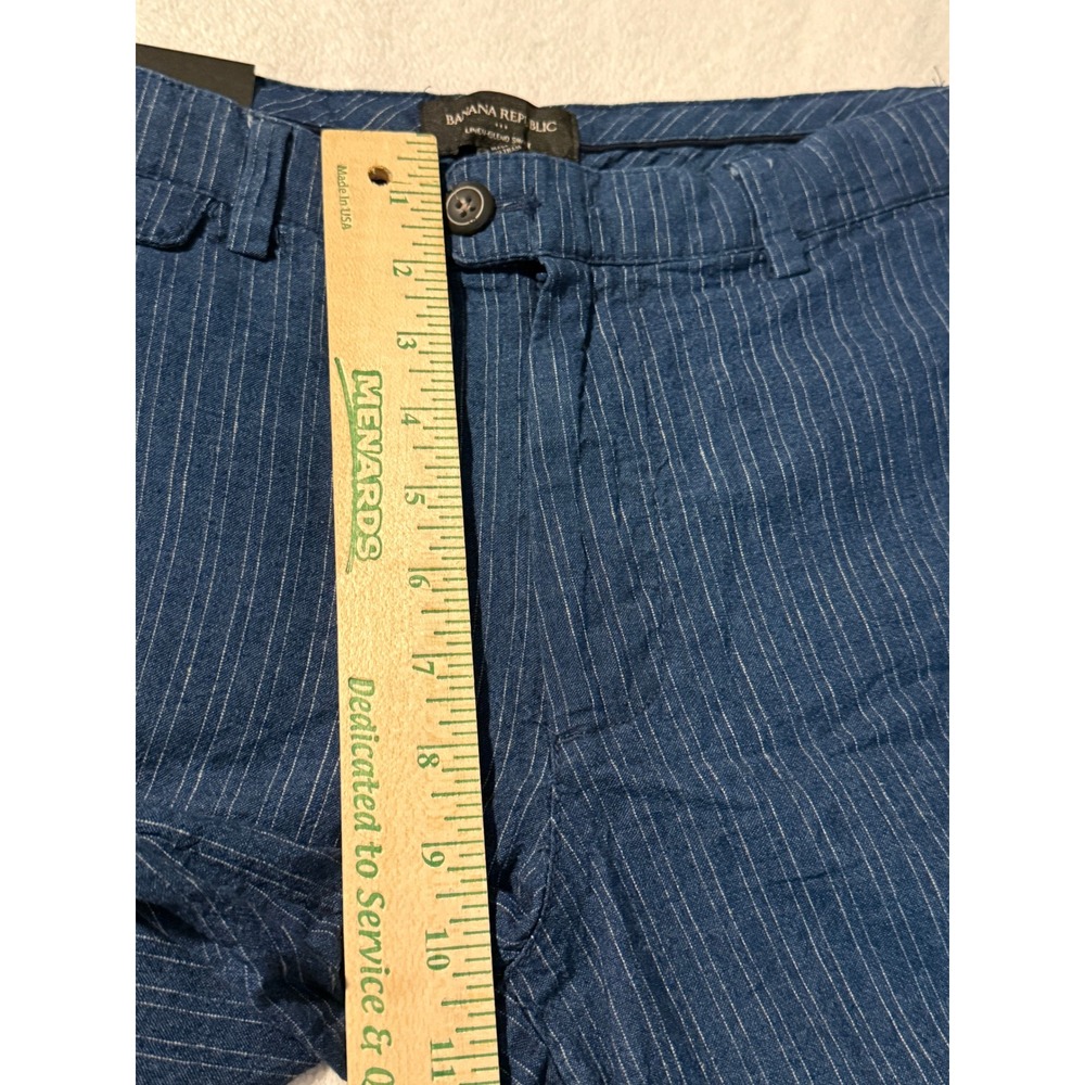 Banana Republic Blue Pinstripe Linen Blend Slim Fit Shorts 7" Inseam Mens 31 NEW - Picture 14 of 16